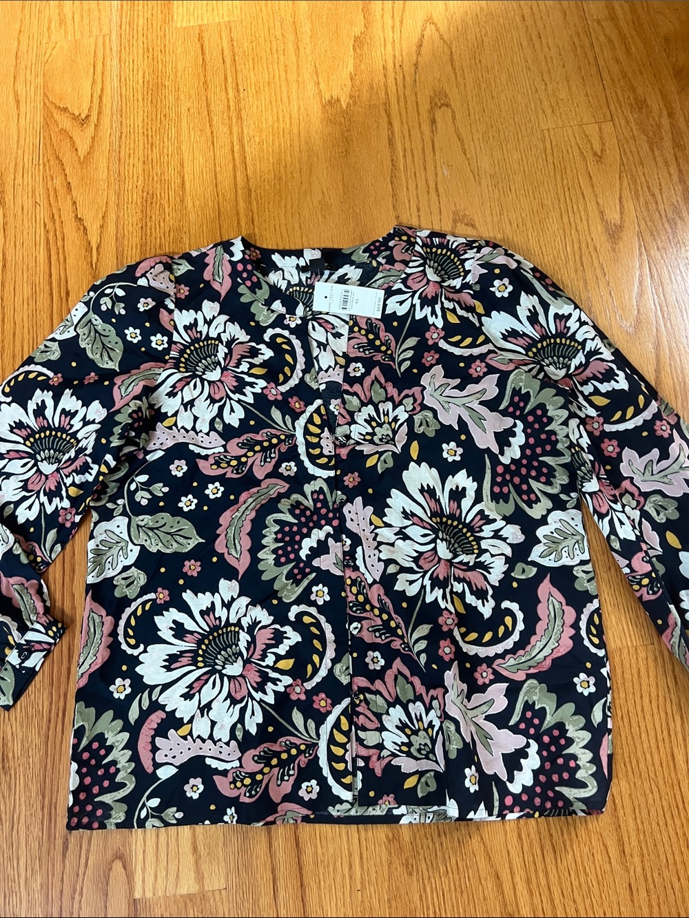 Ann Taylor Factory Navy Floral Button-Down Shirt